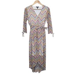 Allison Brittney Sheer Wrap Midi Dress Flowy Retro Boho Festival Womens S